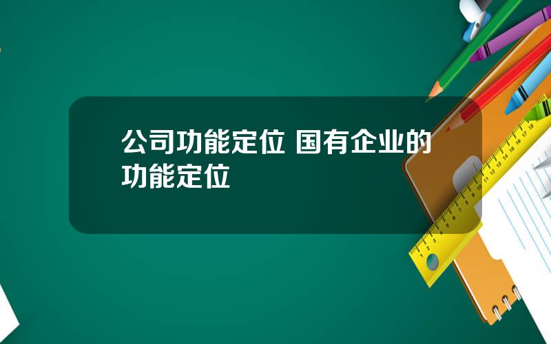 公司功能定位 国有企业的功能定位